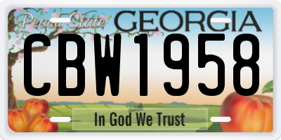 GA license plate CBW1958