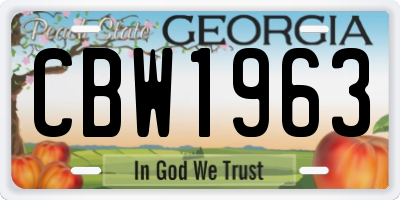 GA license plate CBW1963