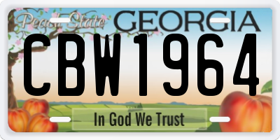 GA license plate CBW1964