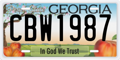 GA license plate CBW1987
