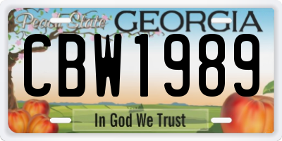 GA license plate CBW1989