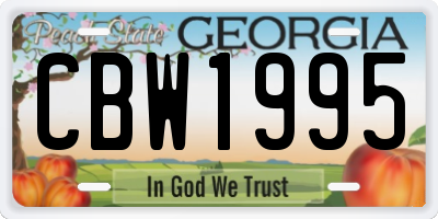 GA license plate CBW1995