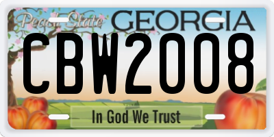 GA license plate CBW2008