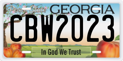 GA license plate CBW2023