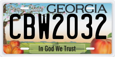 GA license plate CBW2032