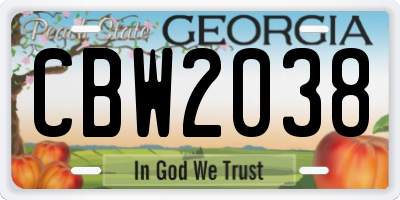 GA license plate CBW2038