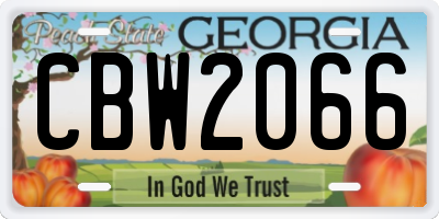 GA license plate CBW2066