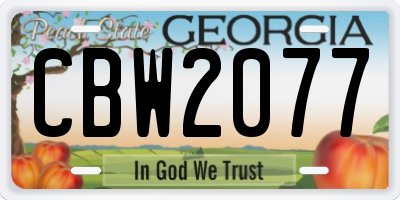 GA license plate CBW2077