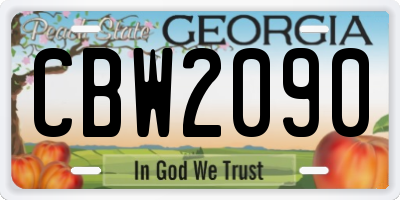 GA license plate CBW2090