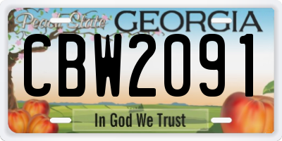 GA license plate CBW2091