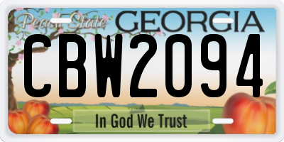 GA license plate CBW2094