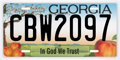 GA license plate CBW2097