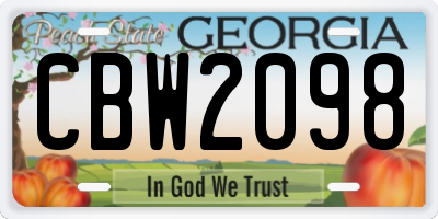 GA license plate CBW2098