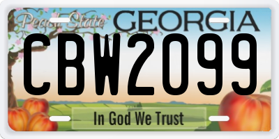 GA license plate CBW2099