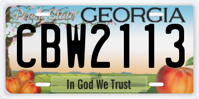 GA license plate CBW2113