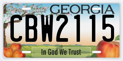 GA license plate CBW2115