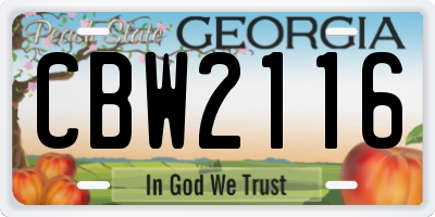 GA license plate CBW2116