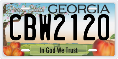 GA license plate CBW2120