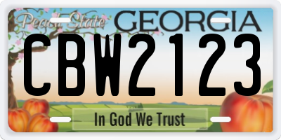 GA license plate CBW2123