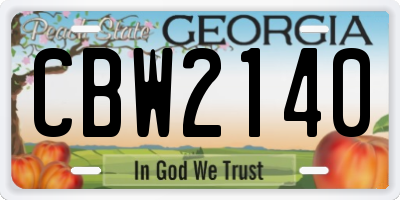 GA license plate CBW2140
