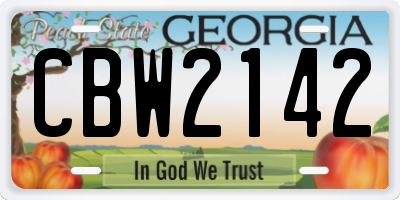 GA license plate CBW2142