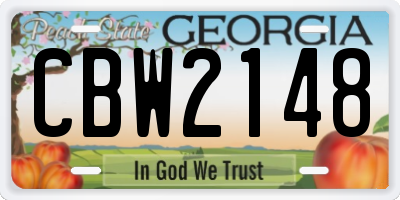 GA license plate CBW2148