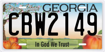 GA license plate CBW2149