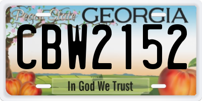 GA license plate CBW2152