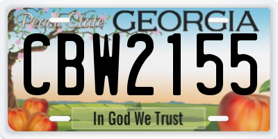 GA license plate CBW2155