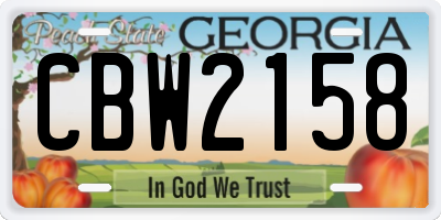GA license plate CBW2158