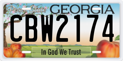 GA license plate CBW2174