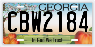 GA license plate CBW2184