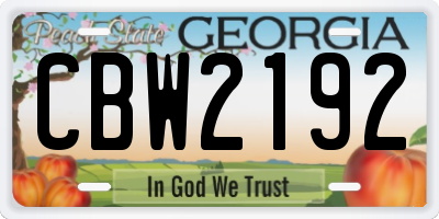 GA license plate CBW2192