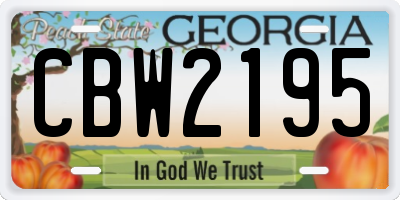 GA license plate CBW2195