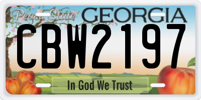 GA license plate CBW2197