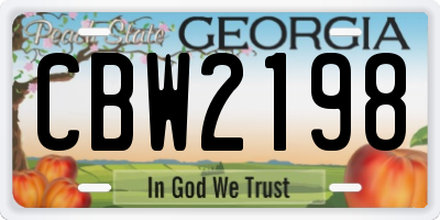 GA license plate CBW2198
