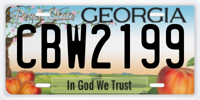 GA license plate CBW2199