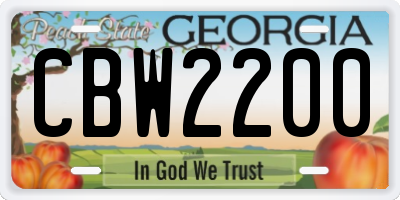 GA license plate CBW2200