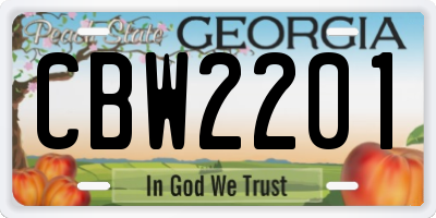 GA license plate CBW2201