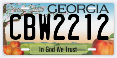 GA license plate CBW2212