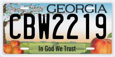 GA license plate CBW2219
