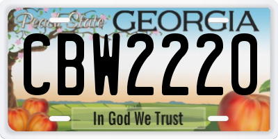 GA license plate CBW2220