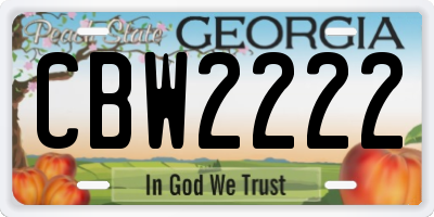 GA license plate CBW2222