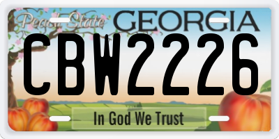 GA license plate CBW2226