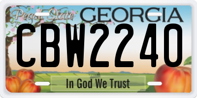 GA license plate CBW2240