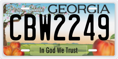 GA license plate CBW2249