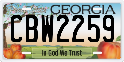 GA license plate CBW2259