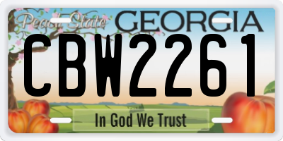GA license plate CBW2261