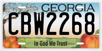 GA license plate CBW2268