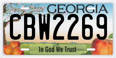 GA license plate CBW2269